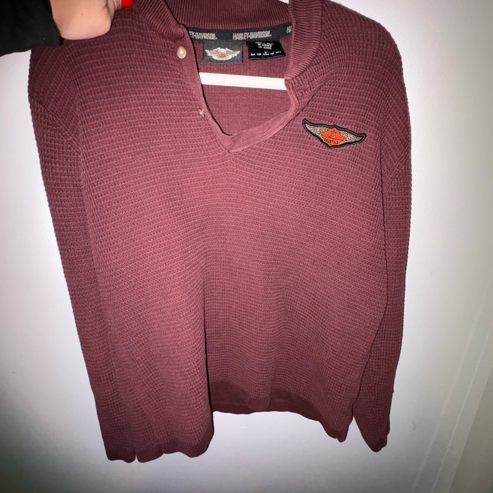 Harley-Davidson Burgundy V-Neck Sweater